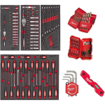 Milwaukee 4932499473, 170 tk k&auml;sit&ouml;&ouml;riistade komplekt vahtplastist siset&uuml;kiga, 24x1/4" ja 28x1/2" pesad, 2 p&ouml;&ouml;rdkangid