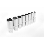 Hogert HT4R050, 8 tk pikade mutriv&otilde;tmete komplekt, 1/2", 77 mm, 10-24 mm, CrV teras, satiinkroom