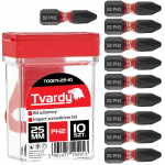 Ietekmes skrūvgriezis PH2 25mm S2, Tvardy, T00171-25-10, 10 gab. komplekts, magnētiskais gals, izturīgs S2 tērauds