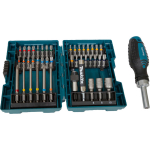 Makita E-25096 traatv&otilde;tme ja bitikomplekt 44 tk 1/4" traatv&otilde;ti bitide (PH PZ SL HEX Torx) komplekt magnetiline hoidja karbis Must/Sinine