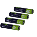 Green Cell GR03 laaditav aku, 950 mAh, 1,2 V, NiMH, 4 tk