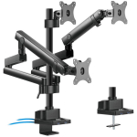 Maclean Kolmikk Stend 3 Monitorile MC-811, 21kg, 3x17-27'', VESA 75x75, 100x100, must, alumiinium, USB 3.0