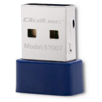 Qoltec 57007 traadita mini Bluetooth USB WiFi adapter, 150 Mbit/s, 2.4 GHz, 802.11b/g/n, USB 2.0, MIMO, 1 antenn