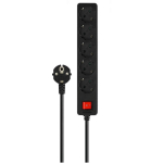 SAVIO LZ-15 pikendusjuhe, 5 pistikupesa, 5 m, 10 A, 2500 W, 210-250 V, 50 Hz, must