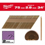 IETVARA NAGLAS, 20&deg;, D VEIDA, 34&deg; D-HEAD 75 X 2.8 MM / RS / G / SC2 - 2.200 PC, 4932492608 MILWAUKEE