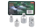 Adapterite komplekt 4 tk, ROCKFORCE, RF-4048, CrV teras, 3/8" kuni 1/2", 1/2" kuni 3/8", 1/2" kuni 3/4", 3/4" kuni 1/2"