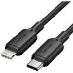 Vention USB-C kuni Lightning kaabel 2m must LAKBH, 1 Type-C isane, 1 Lightning isane, 3A, 480Mbps