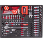 Milwaukee 4932500756 153-os 1/4" ja 3/8" p&ouml;&ouml;rdpolituse ja pesade ning otsikute komplekt, vahtplastist siset&uuml;kk, 153 tk