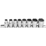 Hogert HT4R084 1/2" 12-tahuline mutriv&otilde;tme komplekt, 8 tk, 10-24mm, CrMo teras, satiinkroom