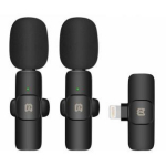 Puluz PU3150B juhtmevaba lavalier-mikrofon, Lightning, -35 dB, 2,4 GHz, 70 mAh, must