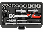T&ouml;&ouml;riistakomplekt 1/4", 3/8" 34 tk YATO YT-38700 CRV 6140, CrV 50BV30, S2, 72 hammast