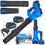 Geko juhtmeta lehepuhuja G80661, 21V, 2x2000mAh, 15000 RPM, 260 km/h, 6 kiirus, ergonoomiline, vastupidav korpus