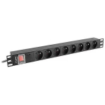 Lanberg toitejaotusseade PDU 19" 1U PDU-08E-0200-BK, 16A, 2m, 8x Prantsuse pistikud, 4000W, 220-250V