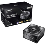 Asrock PRO-M750G, toiteplokk, 750W, 80 PLUS Gold, 150mm, 150mm, 86mm, 1 ventilaator, 4 SATA, 3 PCIe 6+2 pin, 1 PCIe 12+4 pin