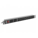 Lanberg Rack PDU 1U PDU-02I1908I-0200-C20-BK, 16A, 2X C19, 8X IEC C13, 250V, 2m kaabel, &uuml;lepinge kaitse
