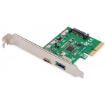 Digitus Laienduskart DS-30225, PCIe, 2xUSB 3.1, 10Gbps, 5V, 3A, roheline