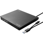 SAVIO AK-59 v&auml;line DVD&plusmn;R/RW salvesti, USB-C/USB-A, 24x CD, 8x DVD, 6x DVD-RW, 5V, must