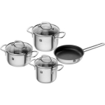 ZWILLING PICO pottide komplekt 66660-000-0, 4 tk, 3 kastrulit 1L, praepann 16cm, klaaskaaned, mittenakkuv kate