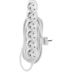 Emos Pikendus P0625R, 5 m, 6&times; 2P + PE, valge, PVC, 3 680 W, laste kaitse