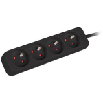 Lanberg pikendus 1m PS0-04E-0100-IEC-BK, 4 pesa, 2500 W, must, laste kaitse