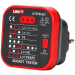 Uni-T toitepistiku tester UT07B-EU, 230 V, 50-60 Hz, RCD ~30 mA, ilma maandusindikaatorita, ilma neutraali juhtme indikaatorita