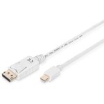 Digitus DisplayPort kaabel, AK-340102-020-W, 2m, valge, mini DisplayPort isane, DisplayPort isane, UL20276, topeltvarjestus