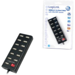 Logilink USB 2.0 Hub 13-Port with On/Off Switch UA0126, 13 x USB 2.0, 480 Mbit/s, &uuml;lekoormuse kaitse