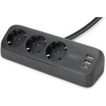 Digitus DA-70625 pikendusjuhe, 3x pistikupesa, 2x USB-A, 1x USB-C, 1.5m, 3680W, 16A, 250V, must