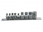 TORX uzgaļu komplekts E5-E16, CrV tērauds, 1/4" & 3/8" piedziņa, 9 gab., G10169, GEKO