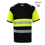 Hi-Vis T-s&auml;rk, PESSO, HVM_J-XL, kollane/must, XL