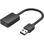 Vention USB 2-portne v&auml;line helikaart CDYB0 0.15m, 2.1 kanalit, 16 bitti, 3.5 mm, must