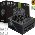 Gamemax toiteplokk GX PRO 1250G, 1250 W, Kuld, T&auml;ielikult modulaarne, 135 mm ventilaator, 80 PLUS Kuld