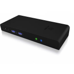 Raidsonic Icy Box USB 3.2 Gen 1 s&uuml;learvuti dokk IB-DK2251AC, 2xHDMI, USB-C/USB 3.0, Gigabit Ethernet, must