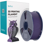 Sunlu PLA+ Silk DC B Pur, 1.23 g/cm&sup3;, 7&plusmn;2.5 g/10 min, 2600&plusmn;300 MPa, 50&plusmn;4 MPa, 78&plusmn;5 MPa, 11&plusmn;3%, 164 &deg;C, 78&plusmn;5 kJ/m&sup2;, 57&plusmn;3 &deg;C, 54 &deg;C