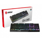 MSI Klaviatuur VIGORGK30US, RGB LED taustvalgus, 6-klahviline rollover, USB, must, 1.8 m kaabel, QWERTY