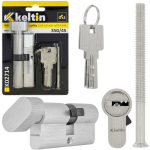 Keltin Luku silindri sisestus nupuga K02714, 30/30G mm, 3 v&otilde;tit, 25 000 ts&uuml;klit, alumiinium, ZnAl sulam, kinnituskruvi kaasas
