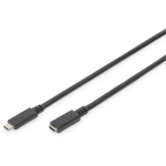 Digitus USB-C pikenduskaabel AK-300210-015-S, 1.5m, 24-kontaktiline USB-C, 3A, 60W, must
