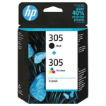 HP 305 2-Pack Tri-color/Black Original Ink Cartridge 6ZD17AE, 2 tk, 120 lk must, 100 lk v&auml;rviline, 17,9 ml must, 9,1 ml v&auml;rviline