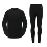 Pesso Merino100 aluspesu komplekt, S, must, 210g/m&sup2;, antibakteriaalne, niiskust juhtiv