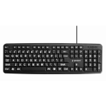 Gembird klaviatuur KB-US-103, 104 nuppu, USB, juhtmega, QWERTY, 1.5 m kaabel, must, USB keskjaam