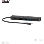 Club3D USB keskjaam CSV-2553 7 porti, 2x USB-C, 2x USB 3.2, 1x HDMI, 1x RJ45, 1x microSD, 100W toite
