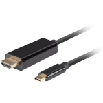 Lanberg USB-C HDMI kaabel CA-CMHD-10CU-0005-BK, 0.5 m, 4K, 60 Hz, must, 32 AWG, kolmekordne varjestus
