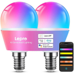 LEPRO BP1-2 E14 LED Bulb with Bluetooth and Wi-Fi, 470 lm, 2-pack