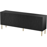Cama Meble JUNGLE KOM190CZ kummut, 190x40,5x74,5cm, must matt, kuldsed jalad, 4 ust, 4 riiulit