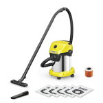 Karcher WD 3 S V-17/4/20 + 4 FB, 1.628-152.0, 1000W, 17l, 230mbar, 45l/s, 74dB, 4m, 35mm, m&auml;rg- ja kuivimustuse imur