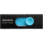 Adata USB m&auml;lupulk AUV220-64G-RBKBL 64 GB, USB 2.0, Libisev, Must, Sinine, Rihma kinnitamine