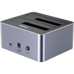 Unitek Y-3027GY01-EU kloonimisjaam, 2x SATA 2.5" 3.5", USB-C 10 Gbit/s, 12V, 3A, alumiinium, hall
