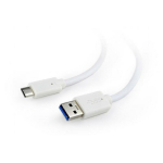 Gembird USB 3.0 AM kuni Type-C kaabel CCP-USB3-AMCM-W-0.5M 0.5 m valge, andmeedastuskiirus kuni 600 MBps, laadimine kuni 3A