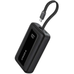 Anker Power Bank sisseehitatud USB-C kaabliga A1689H11, 20000 mAh, 30W v&auml;ljund, Must, LED indikaatorid, Laadimise indikaator