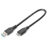 Digitus USB kaabel AK-300117-003-S, 0,25m, USB A isane, USB Micro-B isane, must, UL2725, topeltvarjestus, CU, nikli, AWG 28